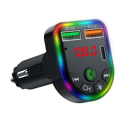 P20 Car Bluetooth Hands-Free Calling Car MP3 Audio Digital Display USB Car Charger with Dual USB Ports