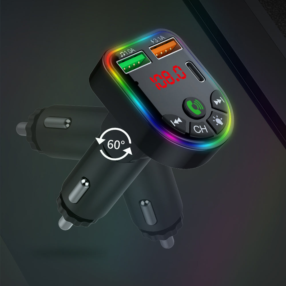 P20 Car Bluetooth Hands-Free Calling Car MP3 Audio Digital Display USB Car Charger with Dual USB Ports