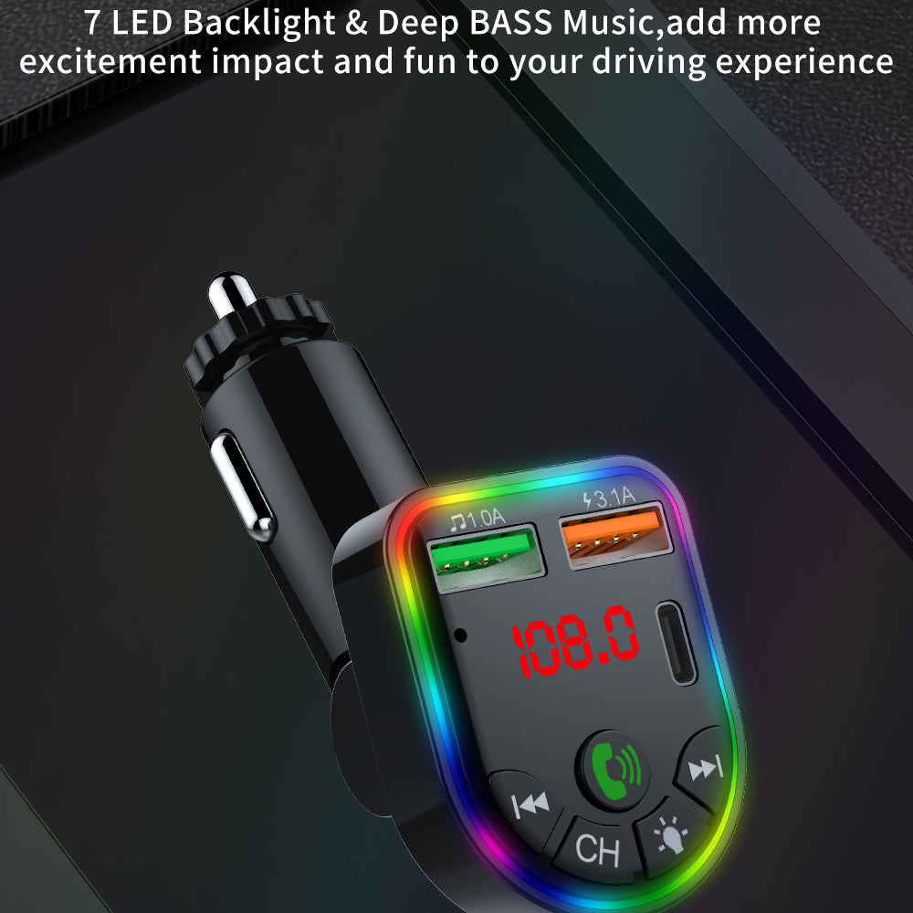 P20 Car Bluetooth Hands-Free Calling Car MP3 Audio Digital Display USB Car Charger with Dual USB Ports