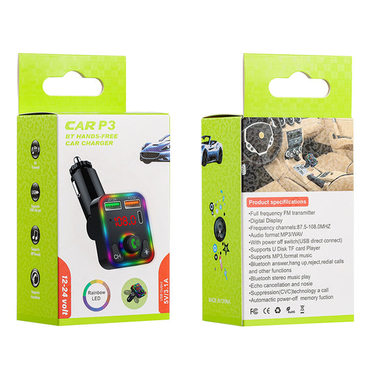 P3 Car MP3 player FM Transmitter PD Fast Charger+2.4A Car Bluetooth Hands-Free AUX Audio Car Charger
