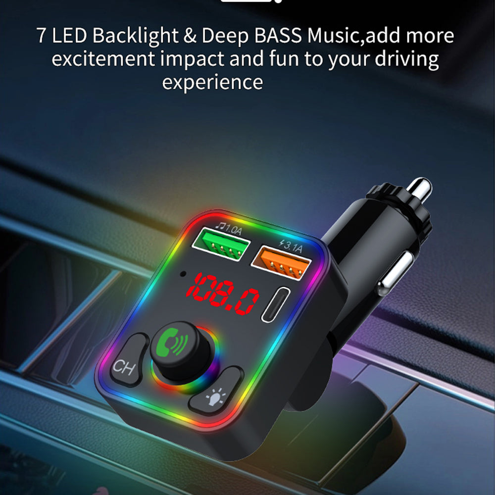 P3 Car MP3 player FM Transmitter PD Fast Charger+2.4A Car Bluetooth Hands-Free AUX Audio Car Charger