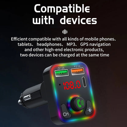 P3 Car MP3 player FM Transmitter PD Fast Charger+2.4A Car Bluetooth Hands-Free AUX Audio Car Charger