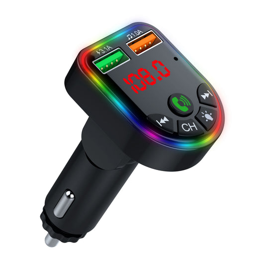 P5 Colorful Ambient Light Car Charger Digital Display Bluetooth Wireless Car MP3 Player Support U Disk