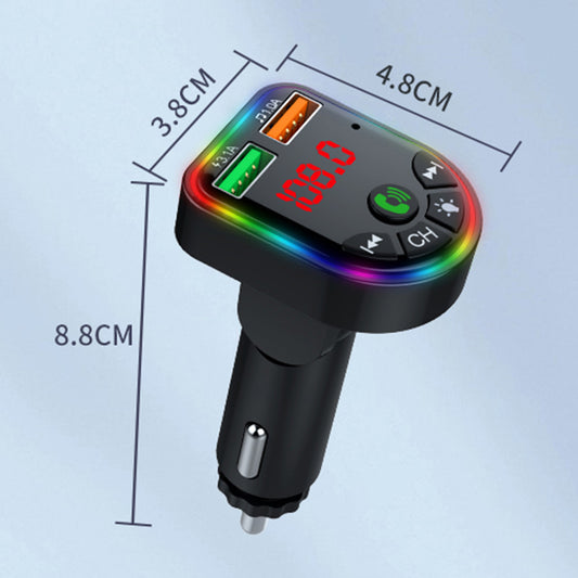 P5 Colorful Ambient Light Car Charger Digital Display Bluetooth Wireless Car MP3 Player Support U Disk