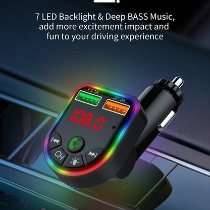 P5 Colorful Ambient Light Car Charger Digital Display Bluetooth Wireless Car MP3 Player Support U Disk