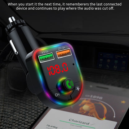P6 Colorful Ambient Lights Car Charger Smart Bluetooth Calling Car Wireless MP3 Audio Device