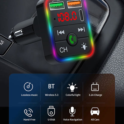P2 Car Player Charger Dual USB Port Cigarette Lighter Car Charger Support Bluetooth Hands Free Calling