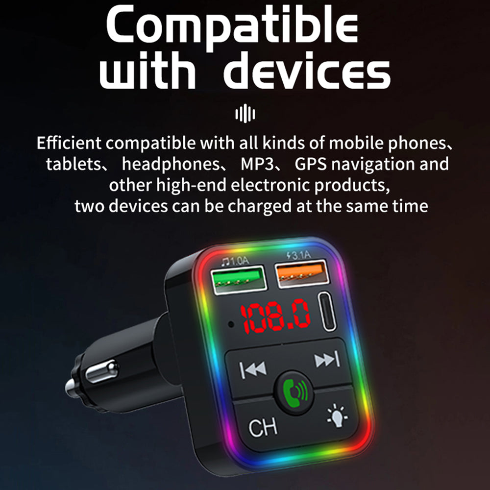 P2 Car Player Charger Dual USB Port Cigarette Lighter Car Charger Support Bluetooth Hands Free Calling