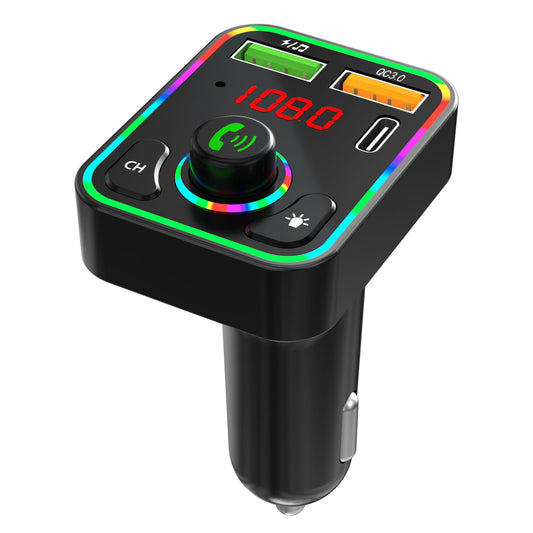 PDF3 PD / QC3.0 Fast Car Charger 7-Color Lights Hands-Free Bluetooth Calling MP3 Wireless Player