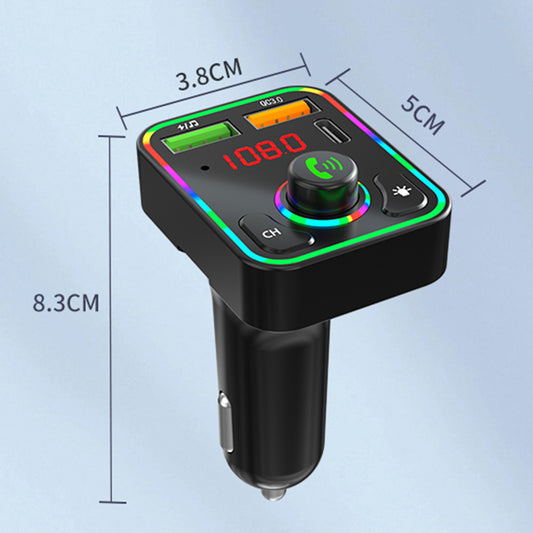 PDF3 PD / QC3.0 Fast Car Charger 7-Color Lights Hands-Free Bluetooth Calling MP3 Wireless Player