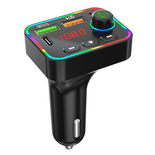 PDF4 Bluetooth 5.3 FM Transmitter 7-Color Led Lights MP3 Player PD 25W Fast Car Charger with Hands-Free Calls