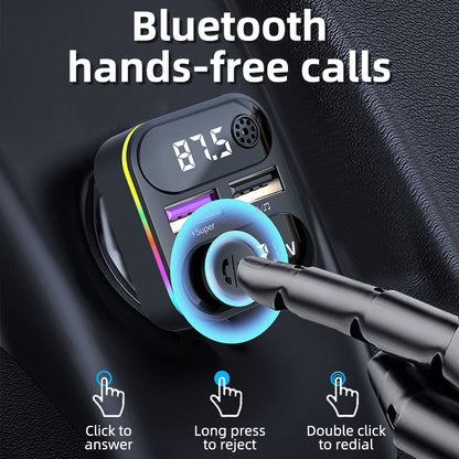 C37 Bluetooth FM Transmitter for Car QC3.0 20W Fast Charger LED Backlit Atmosphere Light MP3 Player