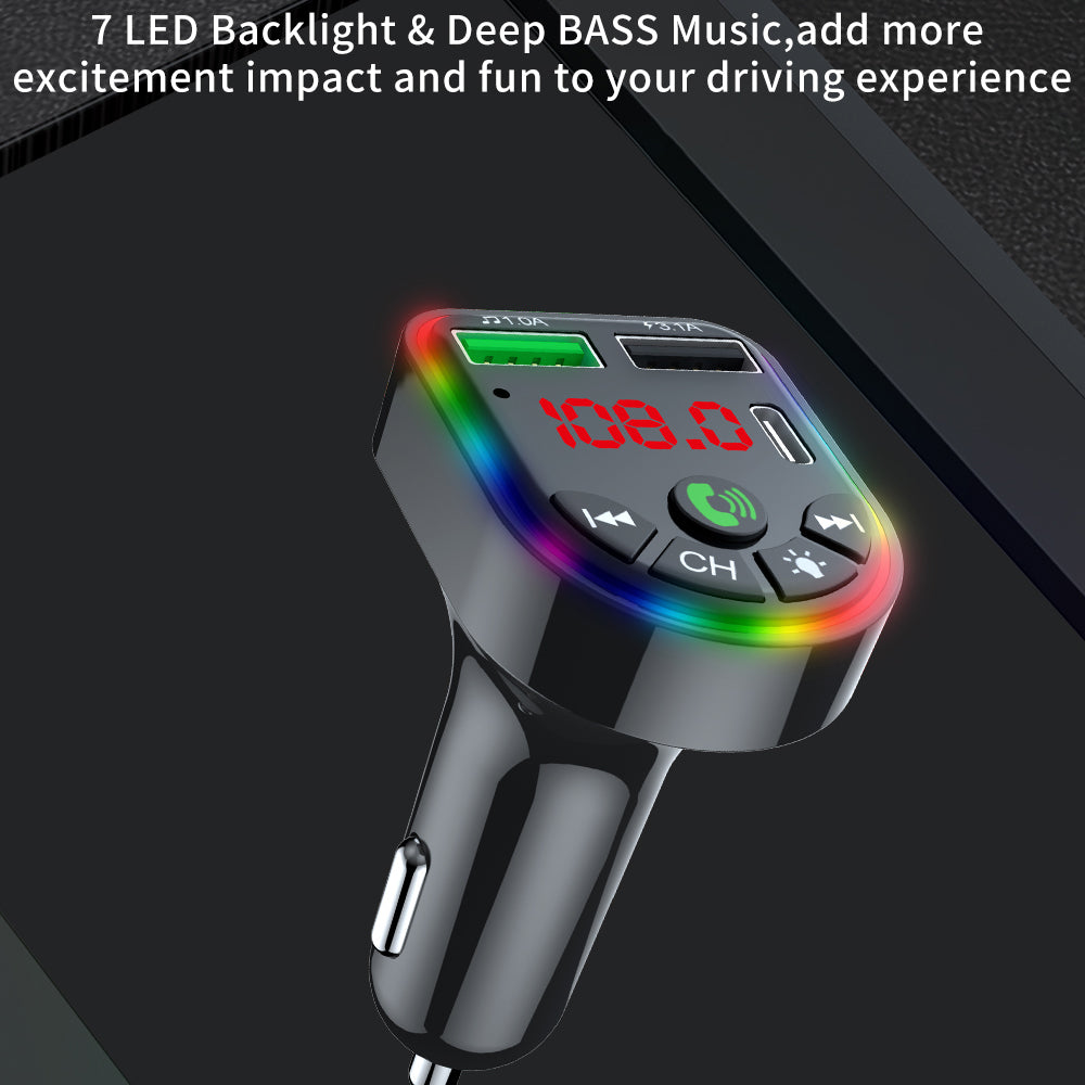F20 Car Bluetooth FM Transmitter MP3 Player PD + Fast USB Charger Handsfree Car Kit Adapter