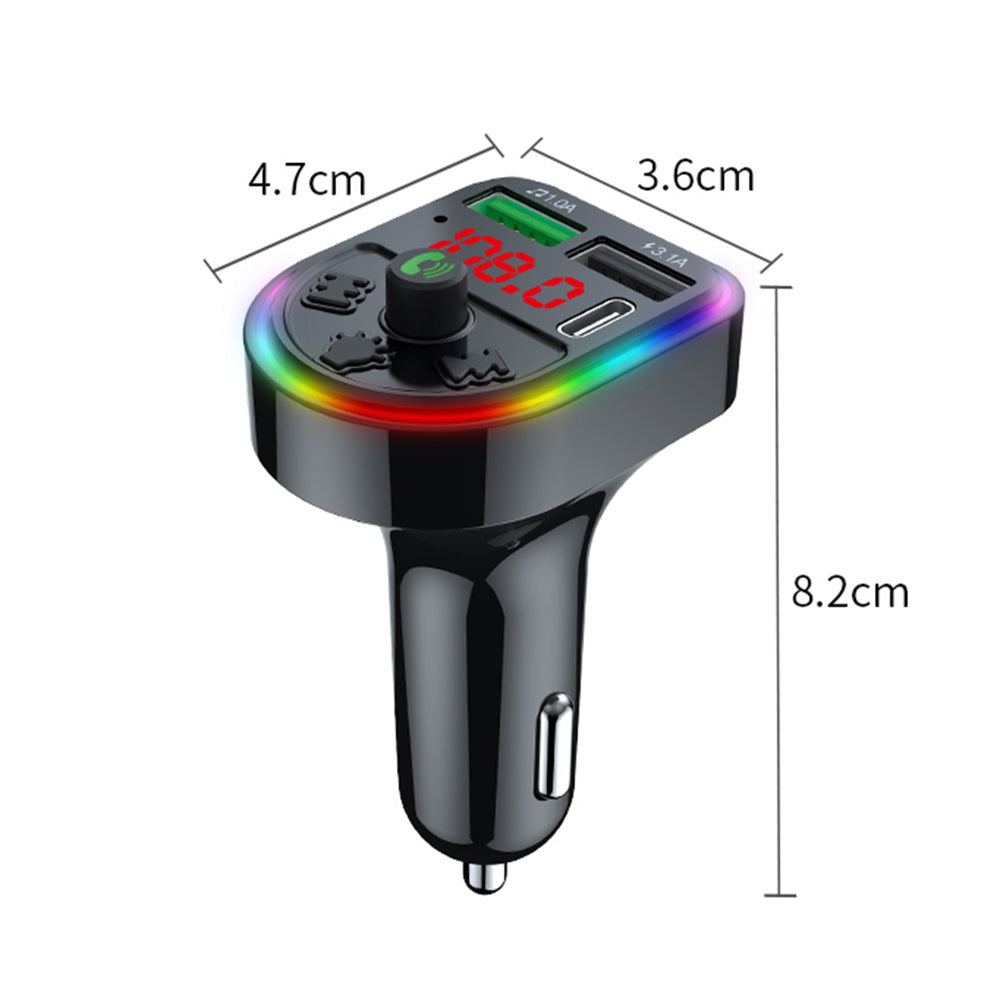F21 Bluetooth Car Adapter Handsfree Call FM Transmitter HiFi Sound MP3 Music Player PD + USB Car Charger