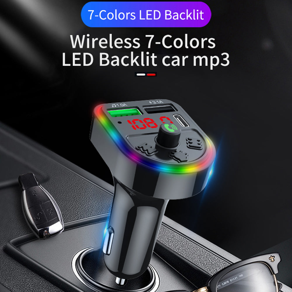 F21 Bluetooth Car Adapter Handsfree Call FM Transmitter HiFi Sound MP3 Music Player PD + USB Car Charger