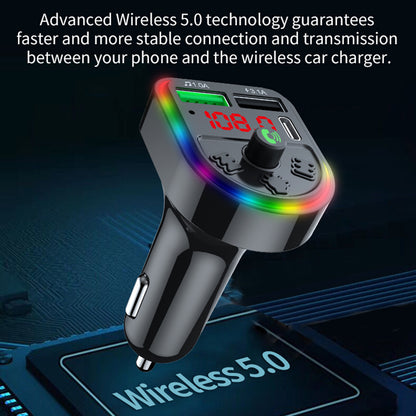 F21 Bluetooth Car Adapter Handsfree Call FM Transmitter HiFi Sound MP3 Music Player PD + USB Car Charger