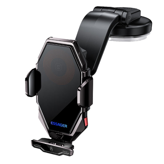 ESSAGER 15W Wireless Charger Phone Mount 360-Degree Rotating Dashboard Car Charger Holder