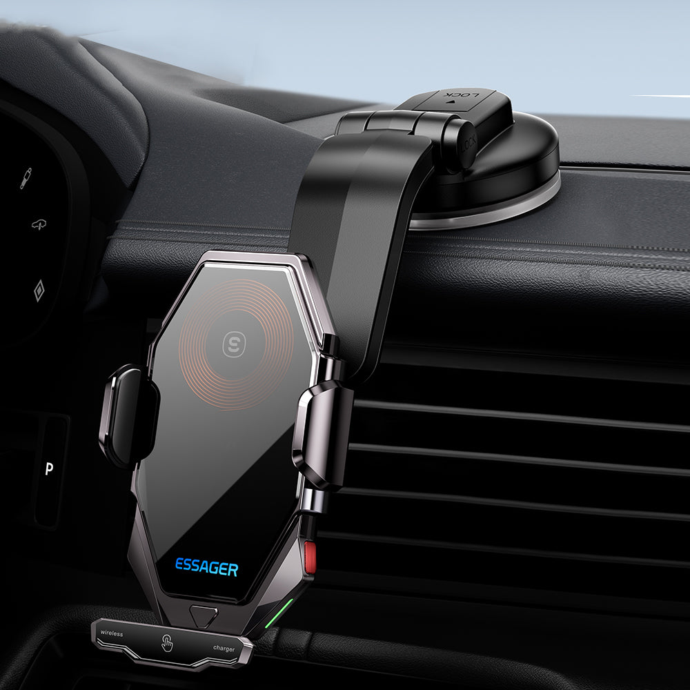 ESSAGER 15W Wireless Charger Phone Mount 360-Degree Rotating Dashboard Car Charger Holder