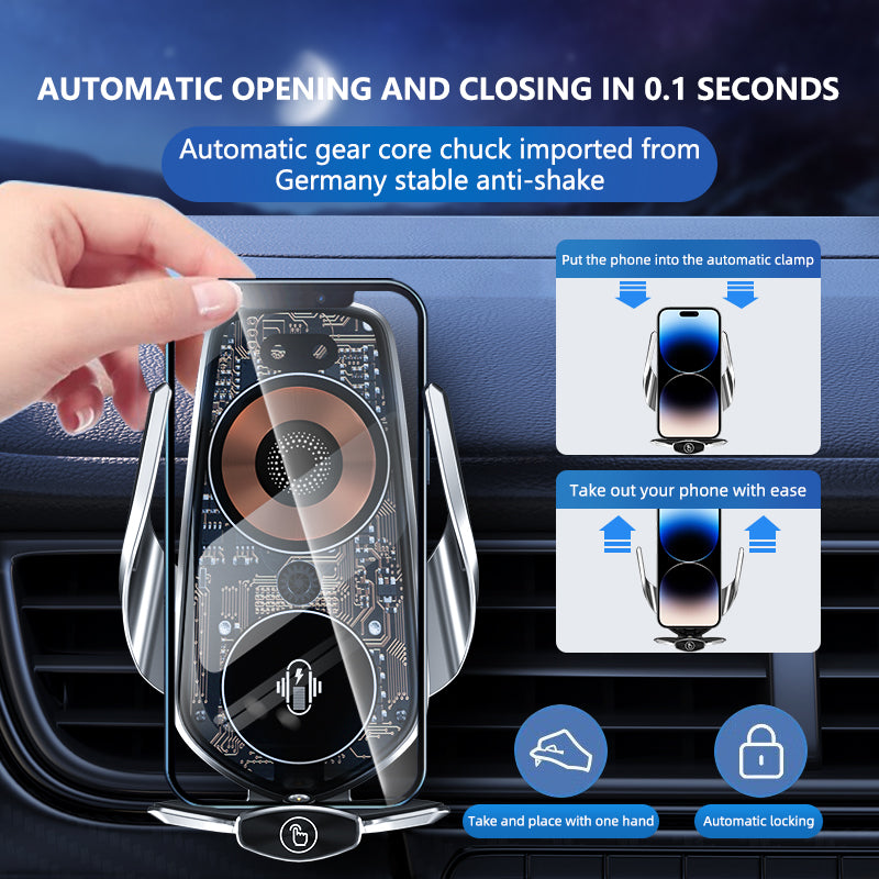 Q7 Car Wireless Charger Infrared Sensor Phone Mount Aluminum Alloy Universal Cell Phone Charger Holder
