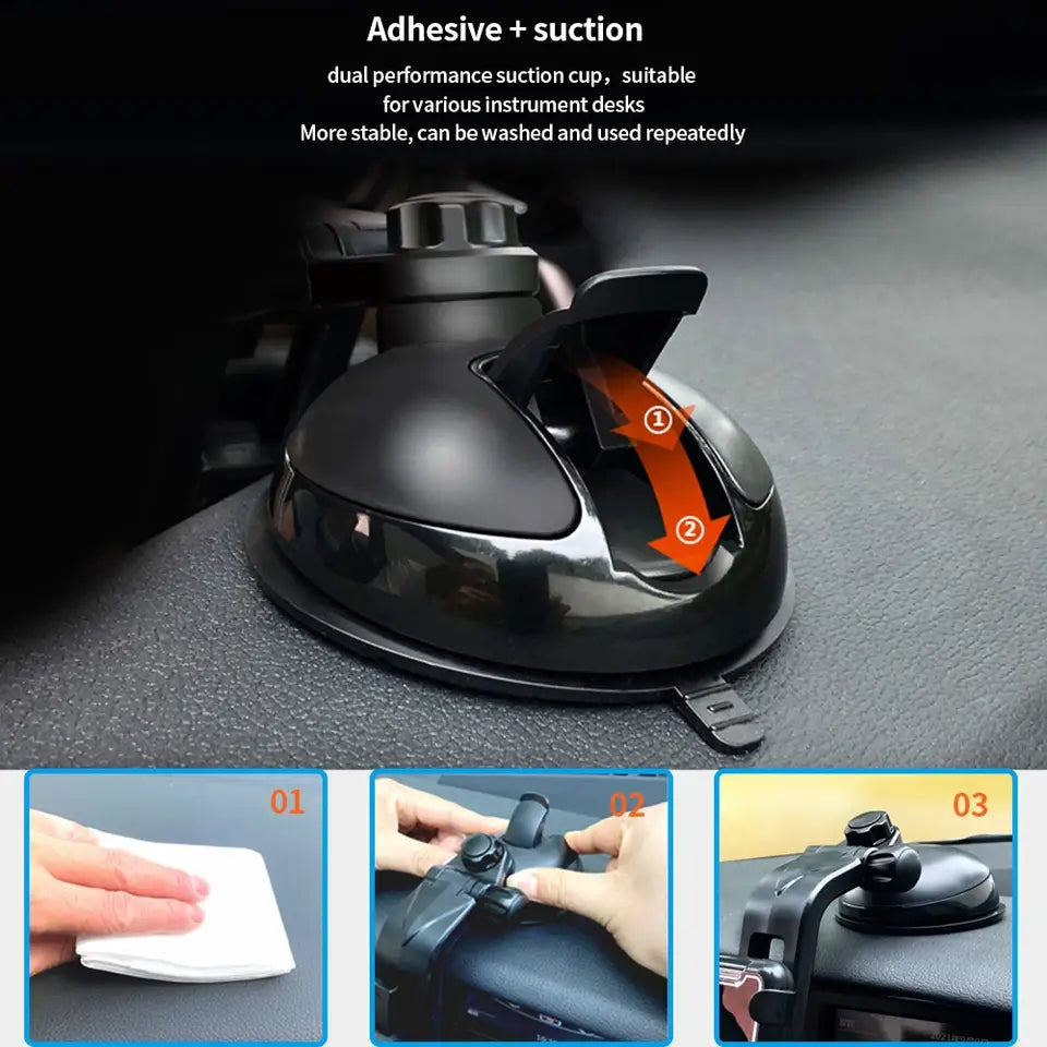 XP21-7 Car Dashboard Phone Mount Holder Windshield Adjustable Cell Phone Stand with 6.6-9.3cm Clip