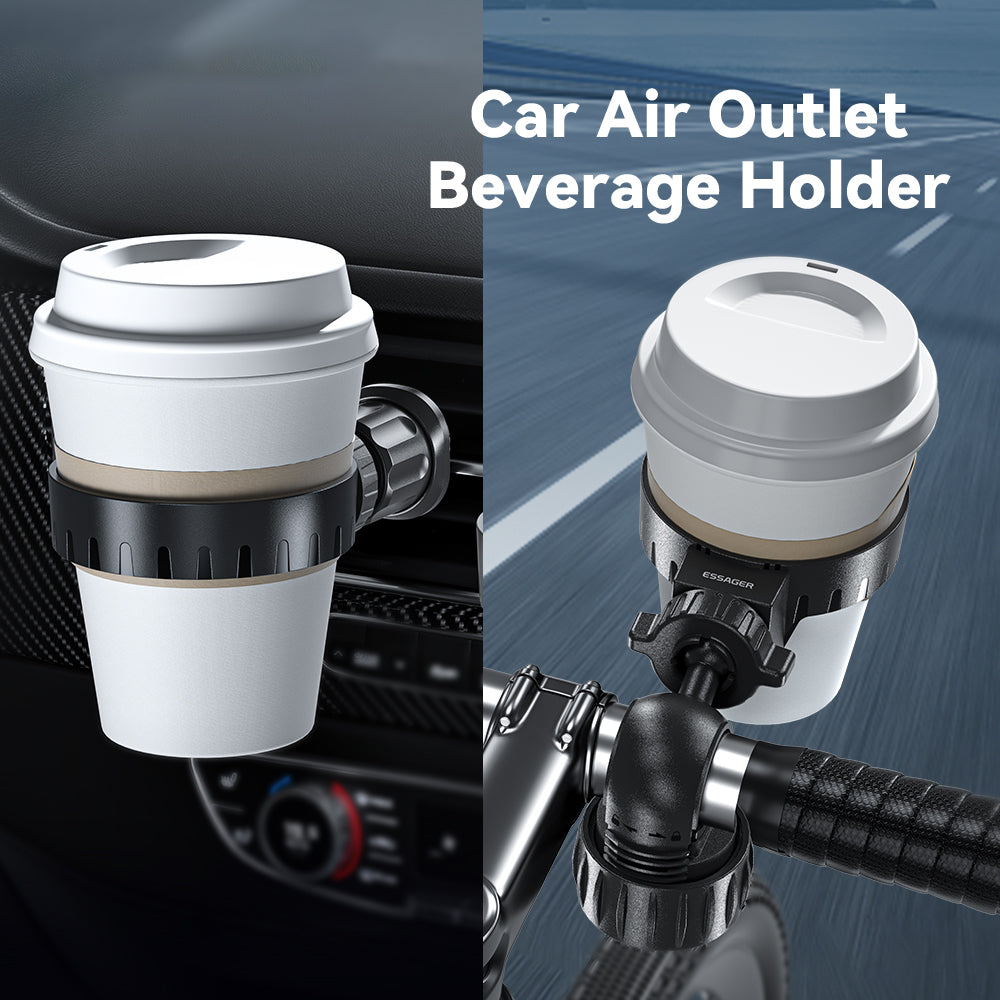 ESSAGER Water Bottle ABS Holder Drink Cup Holder with Car Mount Adapter and Bike Mount Adapter