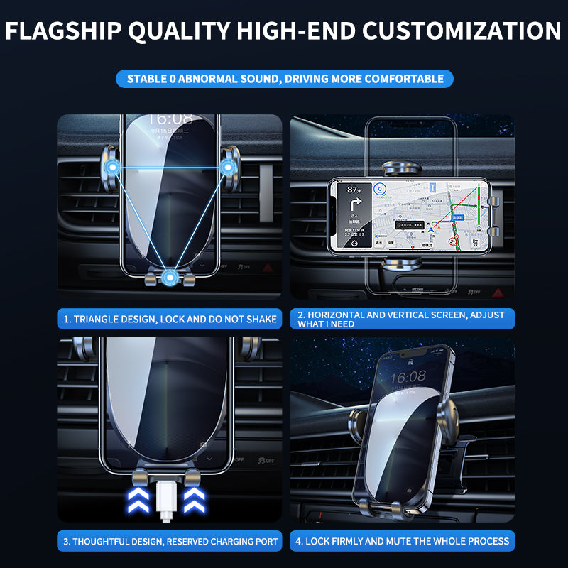 8th Gen Anti-Shaking Car Air Vent Outlet Phone Mount Holder Stable Triangle Structure Cell Phone Clip Holder Bracket