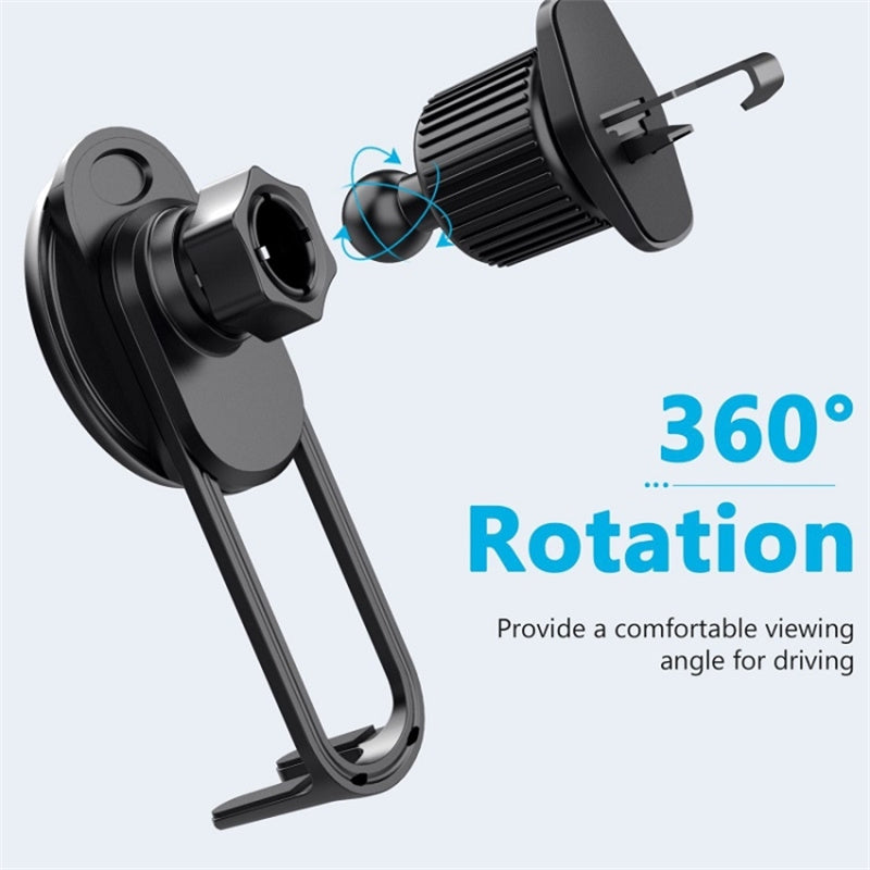 LE-11 Car Suction Cup Mount 360 Degree Rotation Magnetic Phone Holder with Air Vent Clip