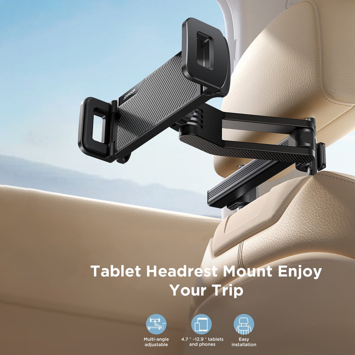 JOYROOM JR-ZS369 Car Seat Back Phone Tablet Holder 360-Degree Rotation Car Headrest Mount Phone Bracket