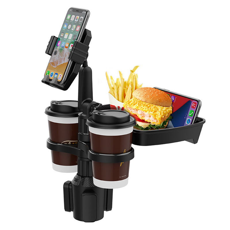 B06 Multifunctional Car Cup Holder Phone Mount Stand with Snacks Food Tray Table