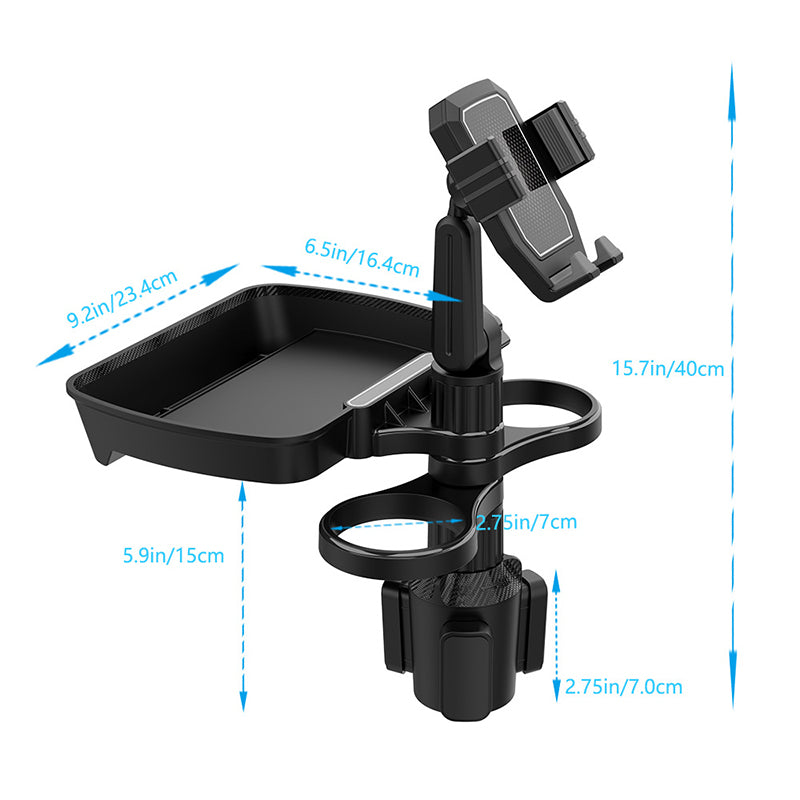 B06 Multifunctional Car Cup Holder Phone Mount Stand with Snacks Food Tray Table