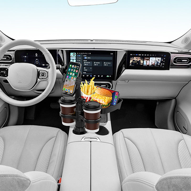 B06 Multifunctional Car Cup Holder Phone Mount Stand with Snacks Food Tray Table