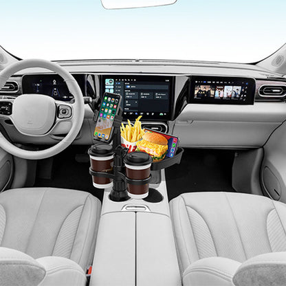 B06 Multifunctional Car Cup Holder Phone Mount Stand with Snacks Food Tray Table