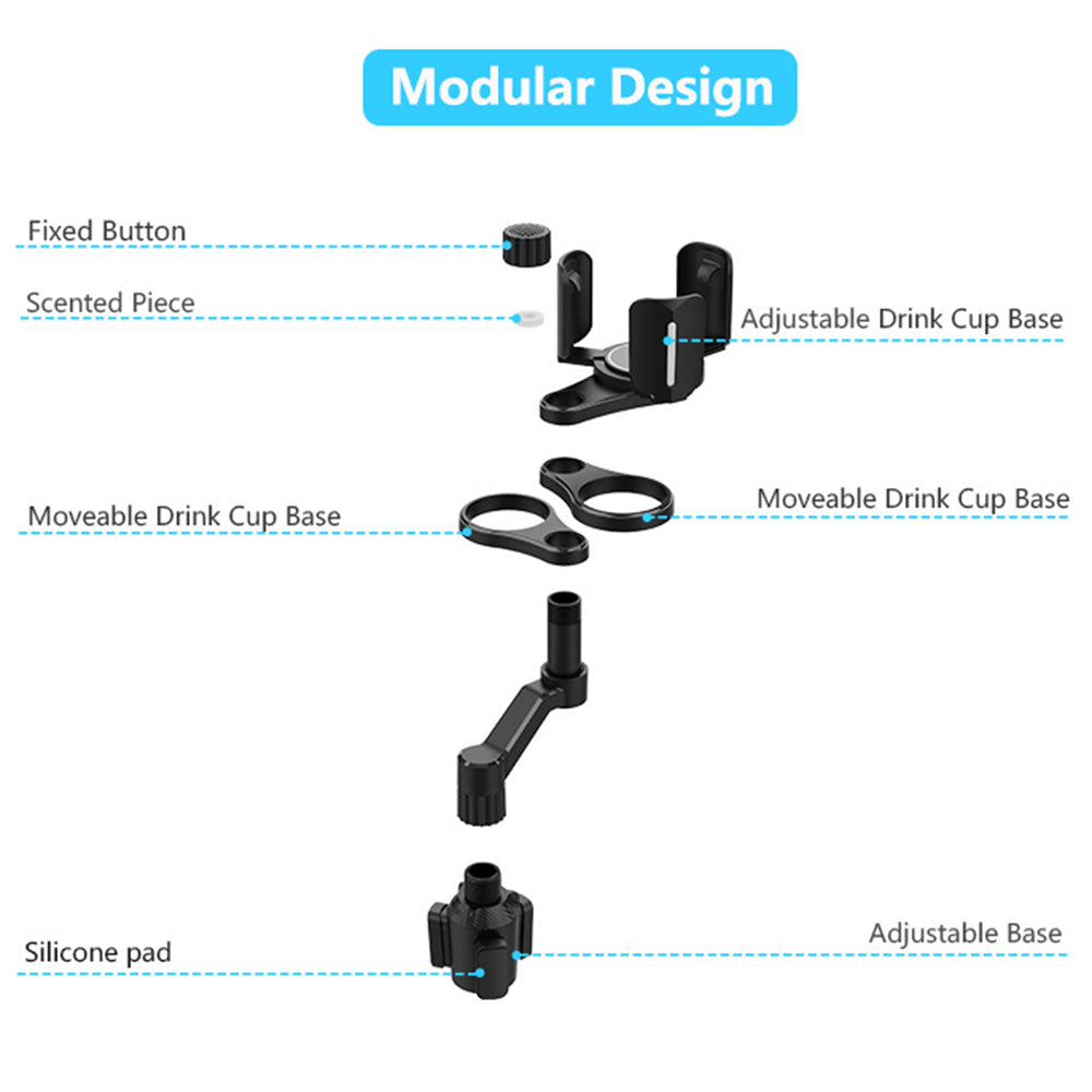 D03 Car Cup Holder Expander with Adjustable Cup Holder Dual Round Car Cup Holder Mount Organizer for Drink Bottle Snack