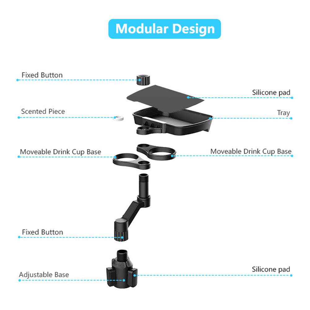 D05 Plastic Car Cup Holder Mount Dual Drink Bracket Rotation Meal Tray Phone Stand Car Dining Table
