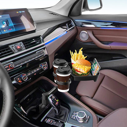 D05 Plastic Car Cup Holder Mount Dual Drink Bracket Rotation Meal Tray Phone Stand Car Dining Table