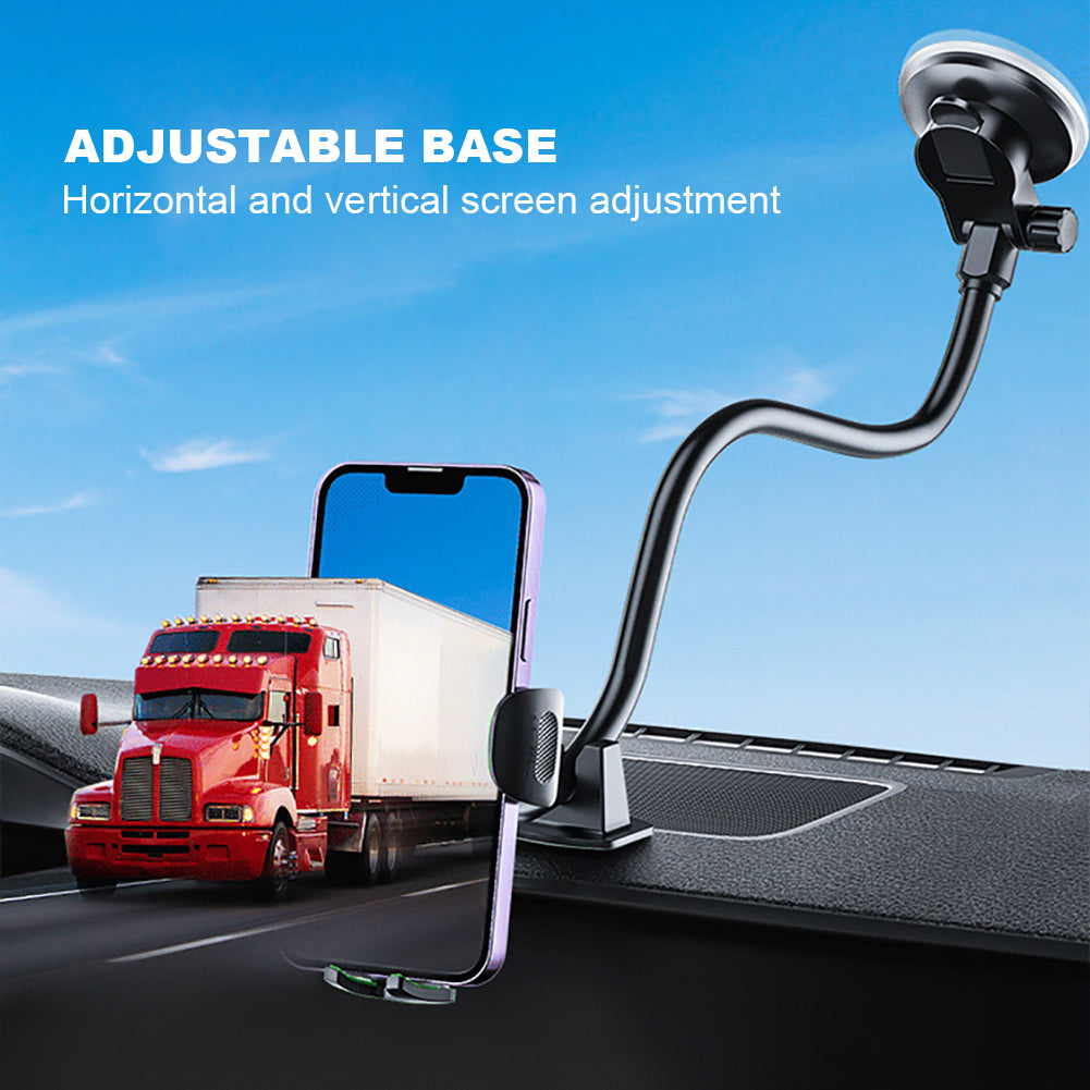 X034 Gen. 9th Multi-Function Suction Cup Car Phone Mount Windshield Flexible Extended Car Phone Clip Holder for Universal Truck Bus