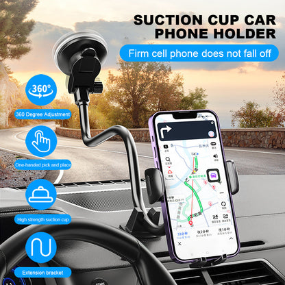 X034 Gen. 9th Multi-Function Suction Cup Car Phone Mount Windshield Flexible Extended Car Phone Clip Holder for Universal Truck Bus