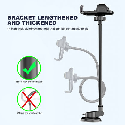 X034 Gen. 9th Multi-Function Suction Cup Car Phone Mount Windshield Flexible Extended Car Phone Clip Holder for Universal Truck Bus