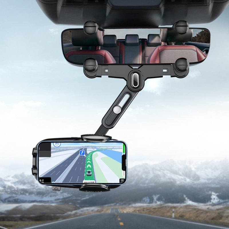 R010 Multifunctional Retractable Cell Phone Car Mount Universal Vehicle Rearview Mirror Phone Holder