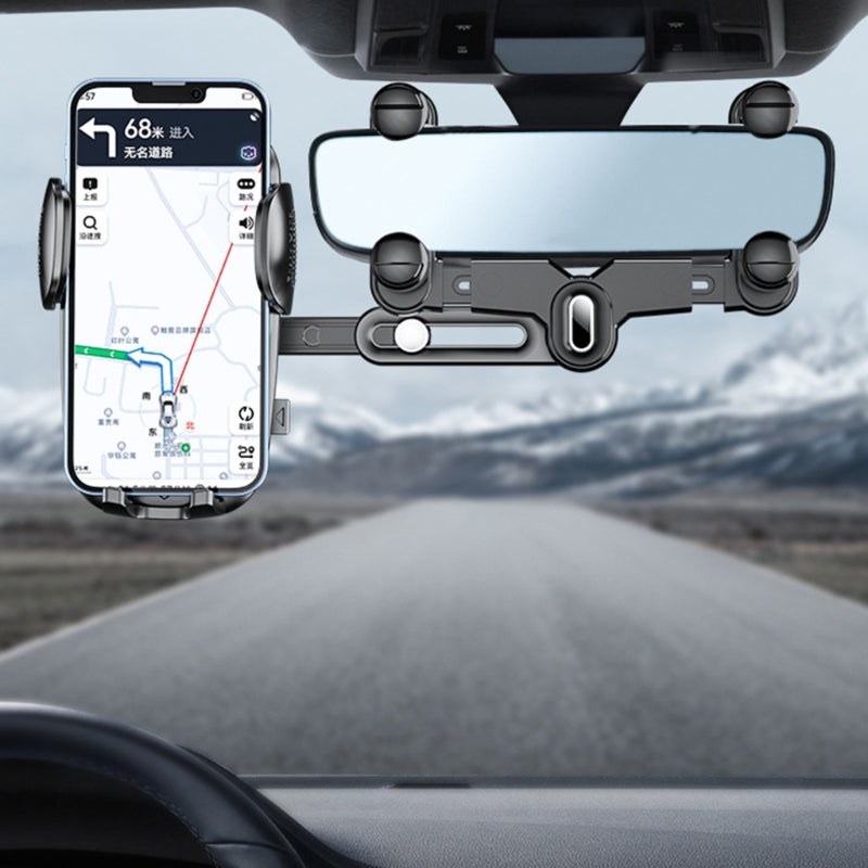 R010 Multifunctional Retractable Cell Phone Car Mount Universal Vehicle Rearview Mirror Phone Holder