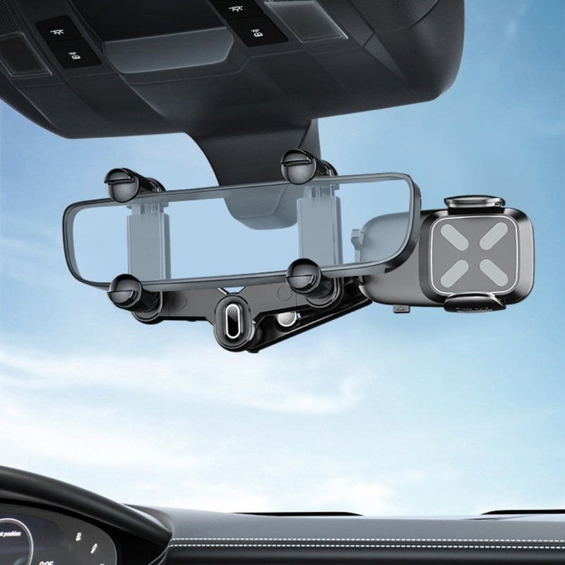 R010 Multifunctional Retractable Cell Phone Car Mount Universal Vehicle Rearview Mirror Phone Holder