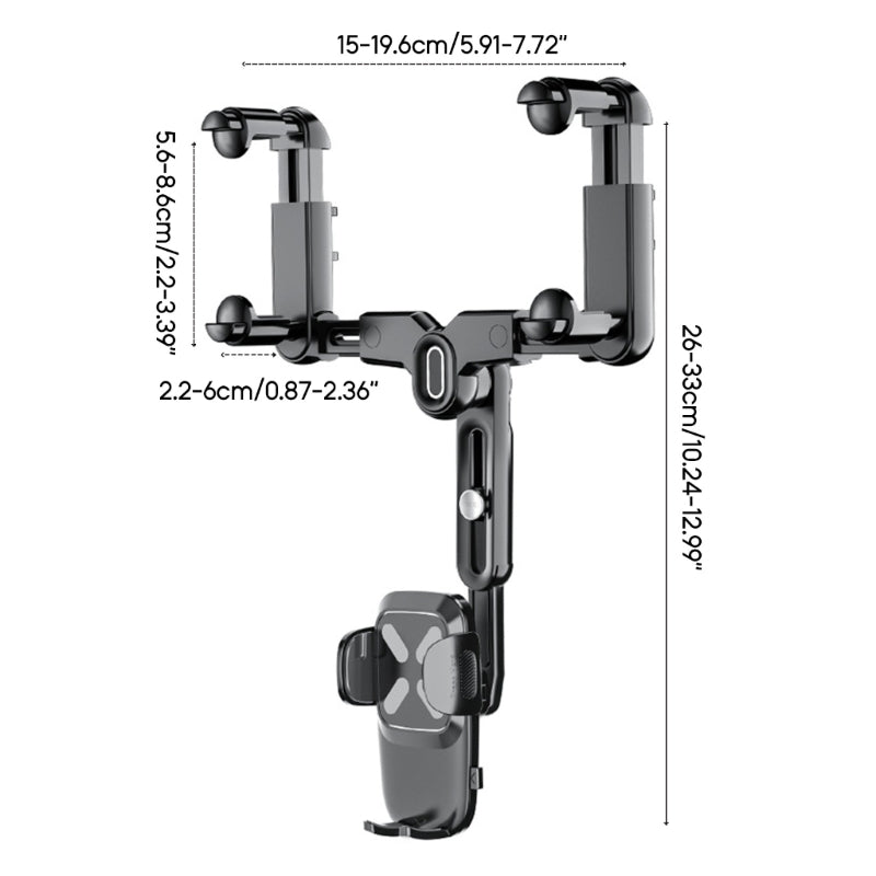 R010 Multifunctional Retractable Cell Phone Car Mount Universal Vehicle Rearview Mirror Phone Holder