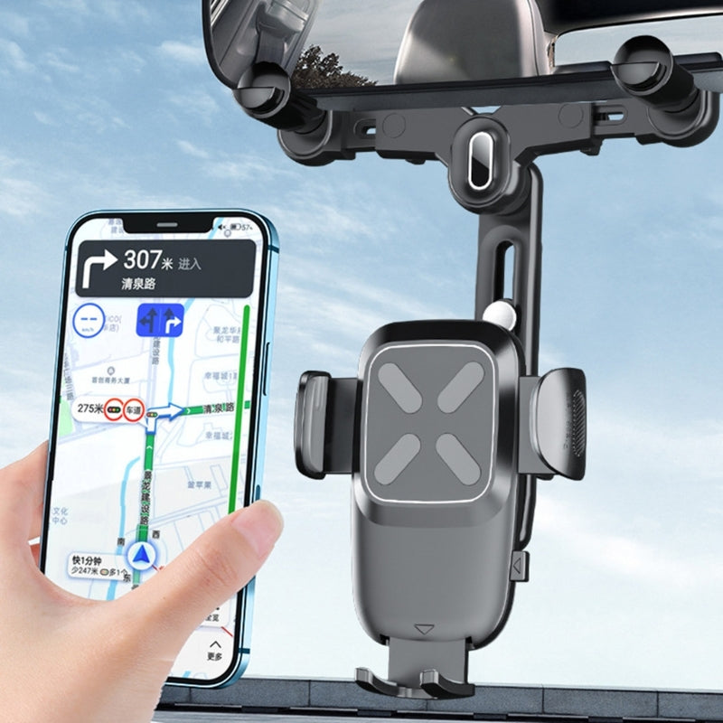 R010 Multifunctional Retractable Cell Phone Car Mount Universal Vehicle Rearview Mirror Phone Holder