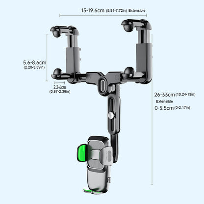 R009 Multifunctional Car Rearview Mirror Cell Phone Mount Universal Vehicle Retractable Phone Clip Holder