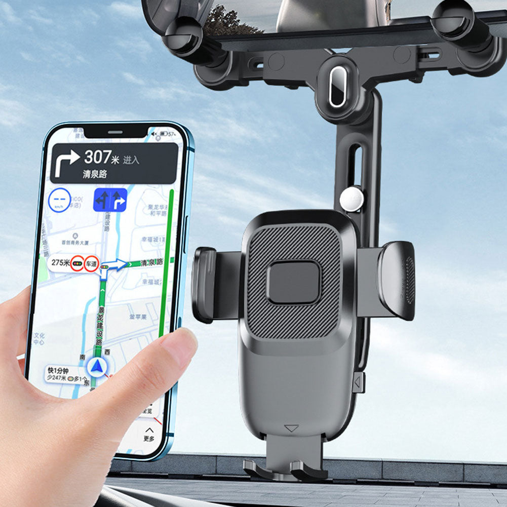 R009 Multifunctional Car Rearview Mirror Cell Phone Mount Universal Vehicle Retractable Phone Clip Holder