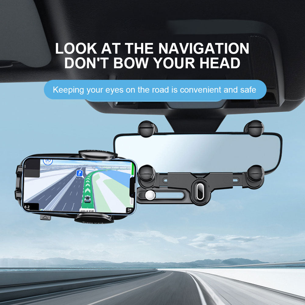 R009 Multifunctional Car Rearview Mirror Cell Phone Mount Universal Vehicle Retractable Phone Clip Holder