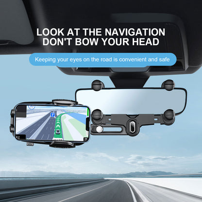 R009 Multifunctional Car Rearview Mirror Cell Phone Mount Universal Vehicle Retractable Phone Clip Holder
