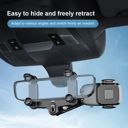 R009 Multifunctional Car Rearview Mirror Cell Phone Mount Universal Vehicle Retractable Phone Clip Holder