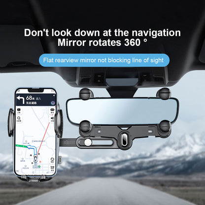 R009 Multifunctional Car Rearview Mirror Cell Phone Mount Universal Vehicle Retractable Phone Clip Holder