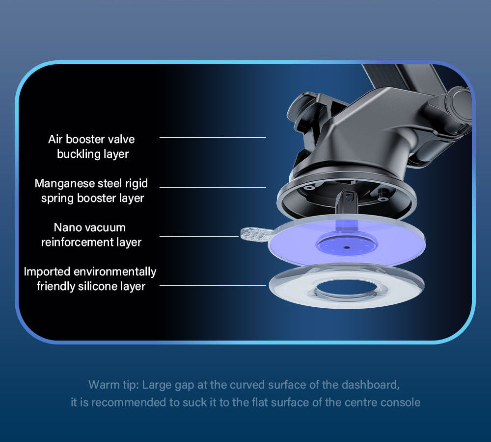 D46+101+K5 Suction Cup Car Center Console Phone Holder Universal Mobile Phone Mount Bracket with Telescopic Arm